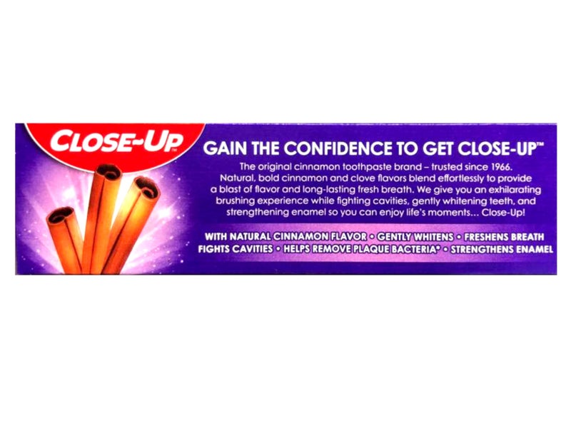 Close Up Close-Up Anti-Cavity Fluoride Toothpaste Freshening Gel with Ultra Cinnamon Flavor Blast, 4.0 oz, 2-Pack - Image 4